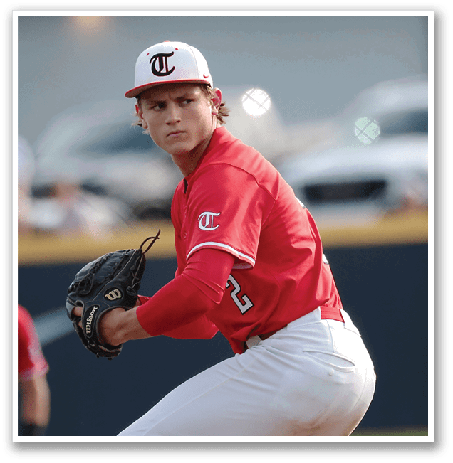 A baseball player in a red shirt and white pants is pitching a ball. AI generated content