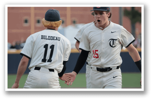 Two baseball players celebrating a win. AI generated content