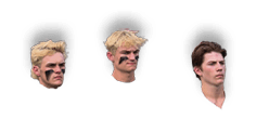 Three young men with blonde hair and black shirts are standing on a field. They are wearing face paint and have their mouths covered with black tape. AI generated content