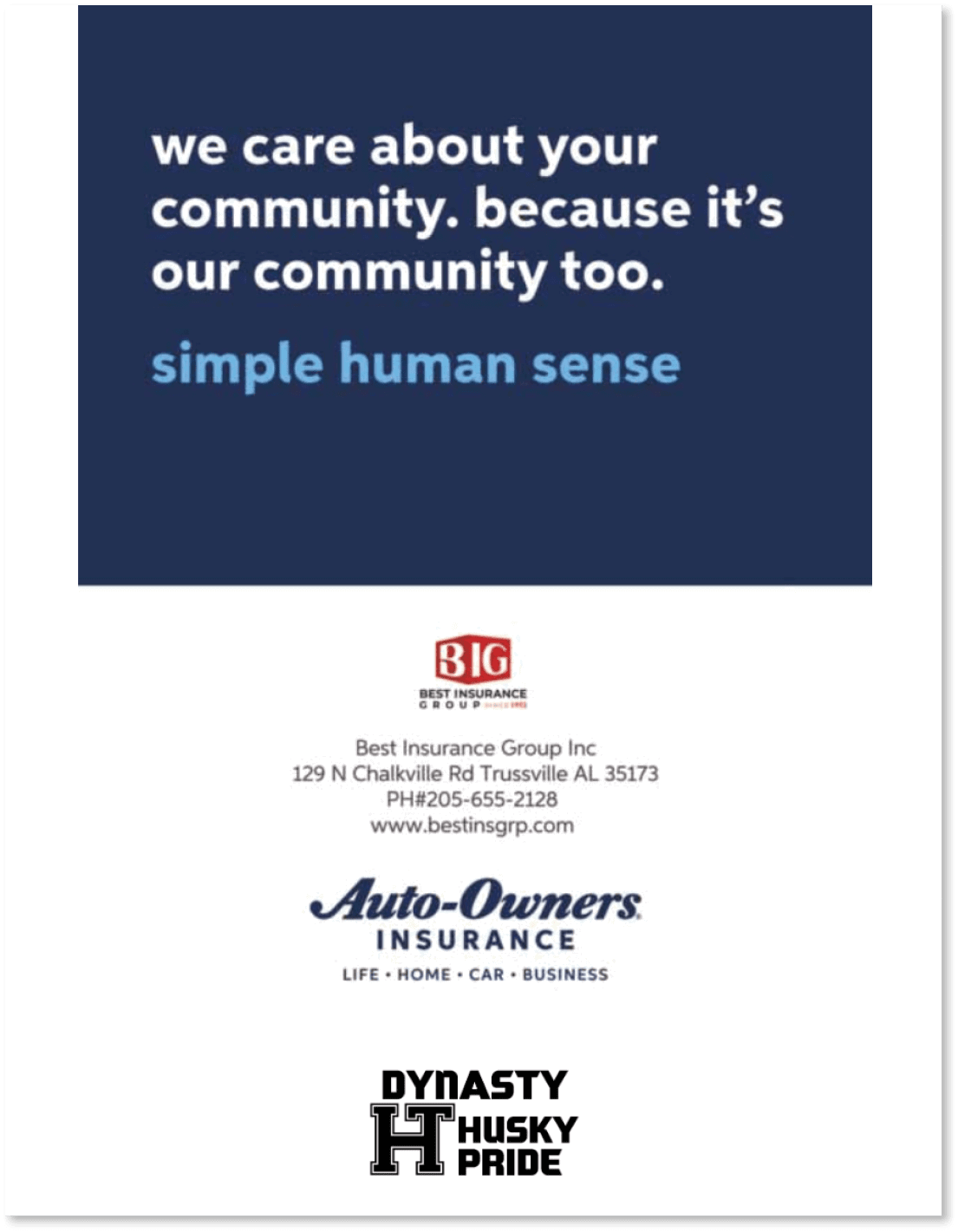 A blue and white advertisement for the Big I Insurance Group. AI generated content