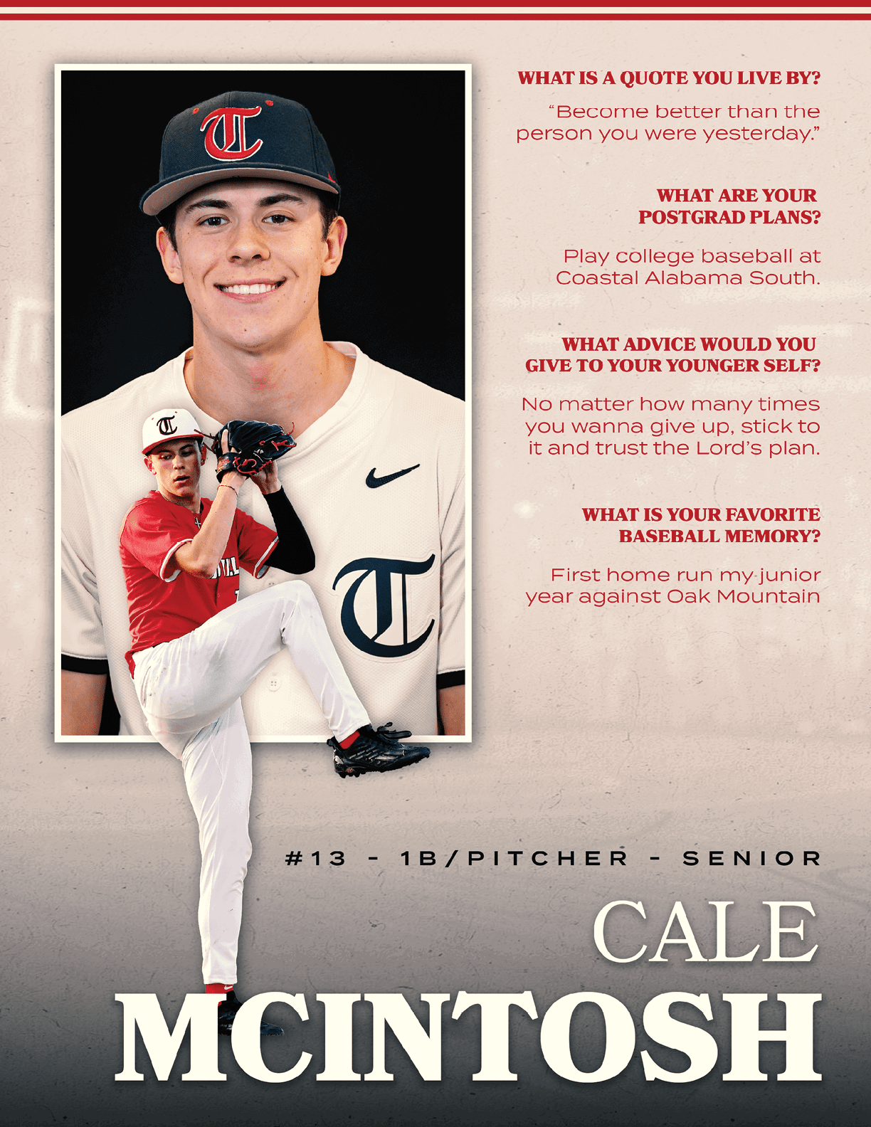 A baseball player named Cale McIntosh is shown on a poster. AI generated content