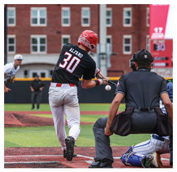 A baseball player is swinging a bat, while a catcher and an umpire watch. AI generated content