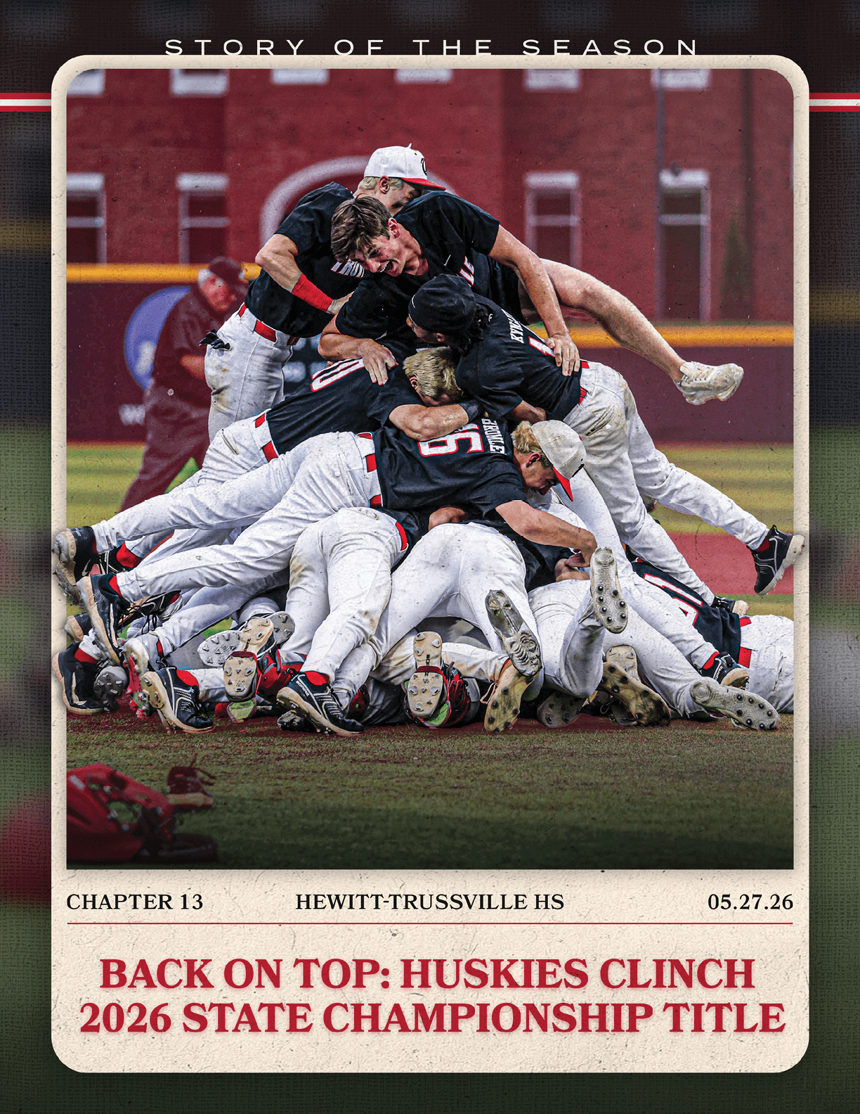 A group of baseball players celebrating a win. AI generated content