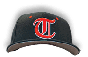 A close-up of a person wearing a black and red baseball cap. AI generated content