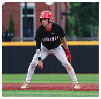 A baseball player is standing on the field, wearing a red helmet and a black shirt. AI generated content