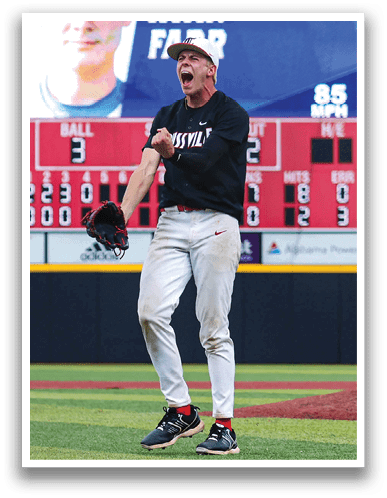 A baseball player celebrates on the field. AI generated content