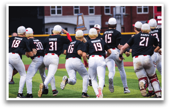 Baseball players celebrating on the field. AI generated content