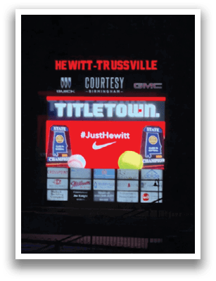 A large billboard with a tennis ball and racket on it. AI generated content