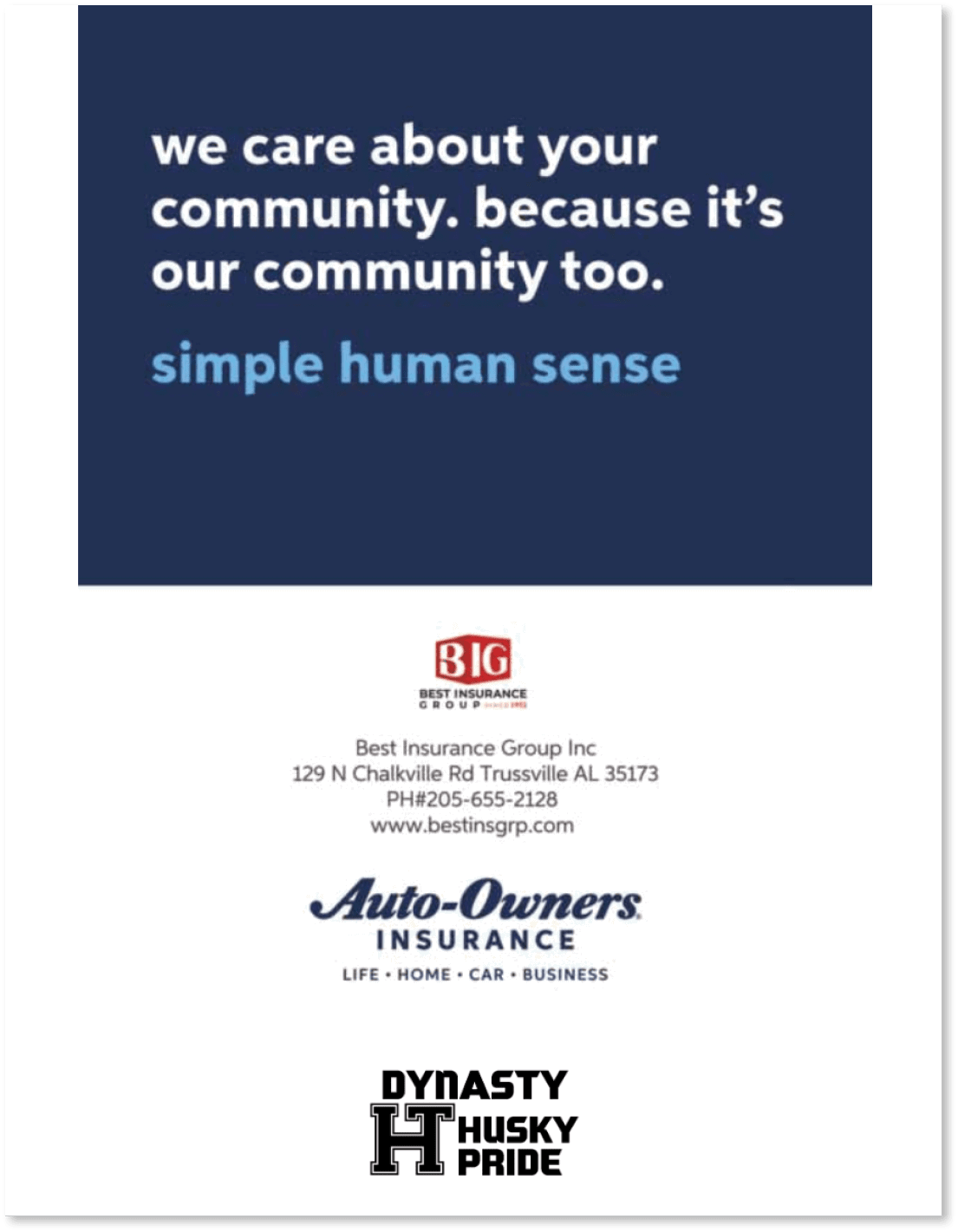 A blue and white advertisement for the Big I Insurance Group. AI generated content
