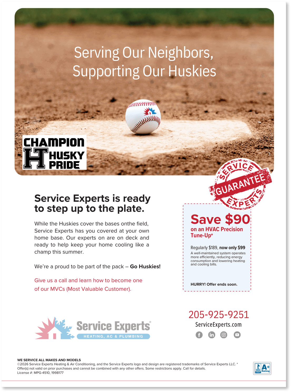 A baseball on a baseball field with a sign that says “Champion HPride Service Experts". AI generated content