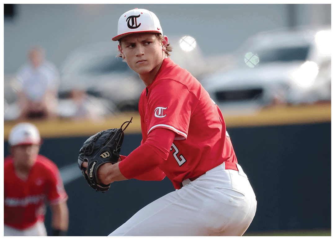 A baseball player in a red shirt and white pants is pitching a ball. AI generated content
