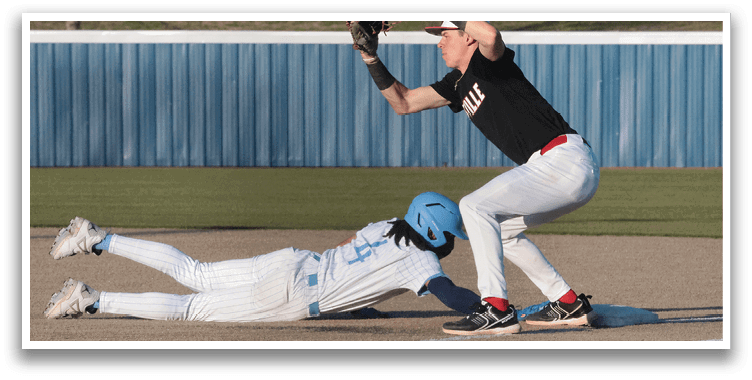 A baseball player slides into home plate while another player tries to catch the ball. AI generated content