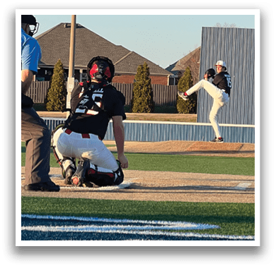 A baseball player is in the middle of a pitch, with the catcher and umpire behind him. AI generated content