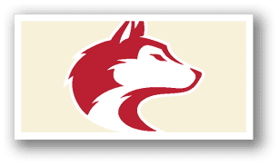 A red and white dog head logo. AI generated content