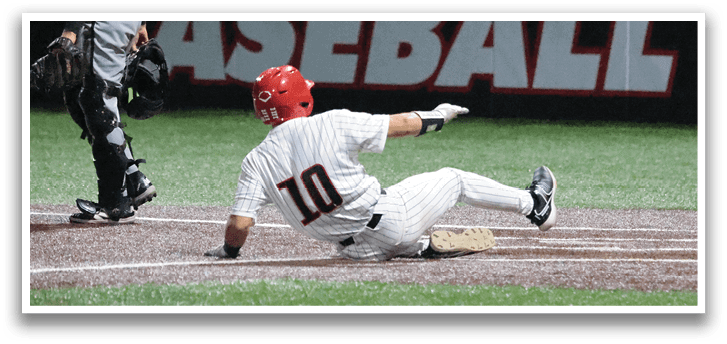 A baseball player slides into home plate during a game. AI generated content