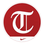 A red circle with a white T in it. AI generated content