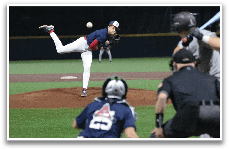 A baseball player is throwing a ball on the field, with a catcher and an umpire behind him. AI generated content