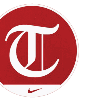 A red circle with a white T in it. AI generated content