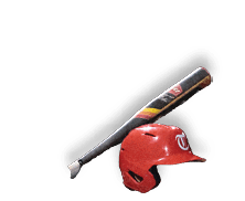 A baseball player wearing a red helmet and holding a bat. AI generated content