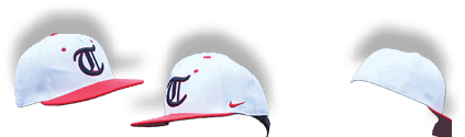 Three people wearing baseball caps with red brims. AI generated content