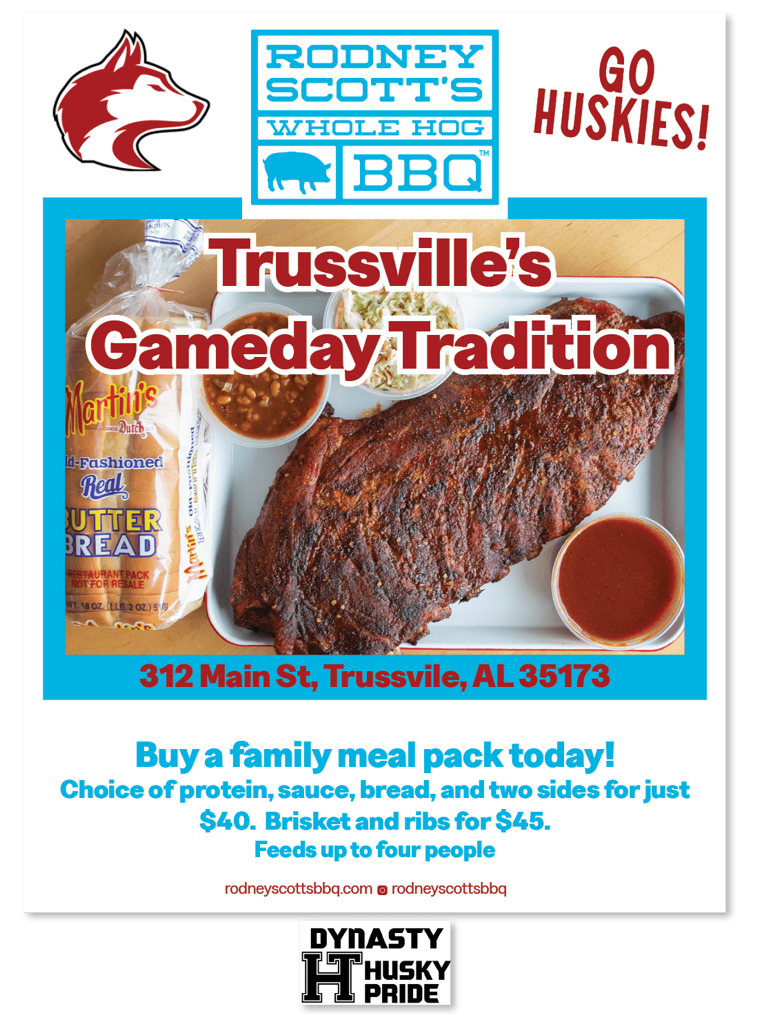 A BBQ advertisement for Rodney Scott's Whole Hog Barbecue. AI generated content