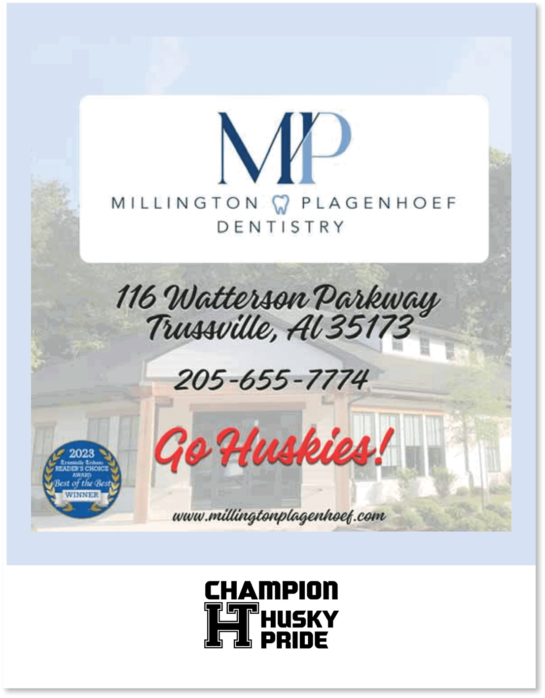 A dental office advertisement for Millington Plaegnehoef Dentistry. AI generated content