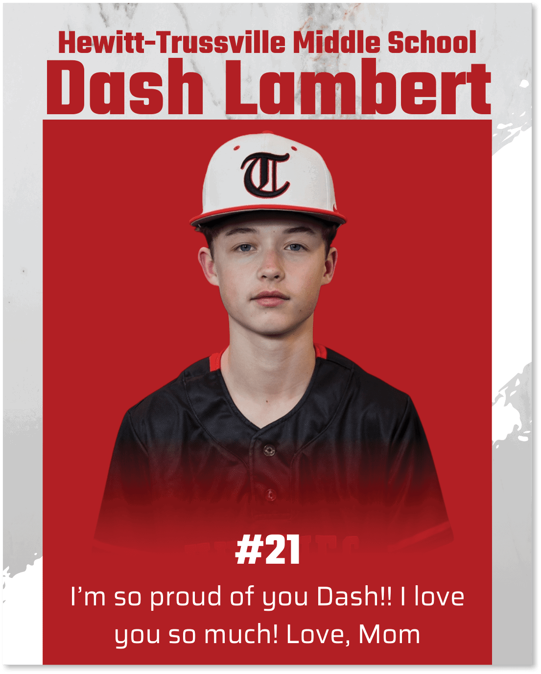 A boy wearing a baseball uniform with the number 21 on the back. AI generated content