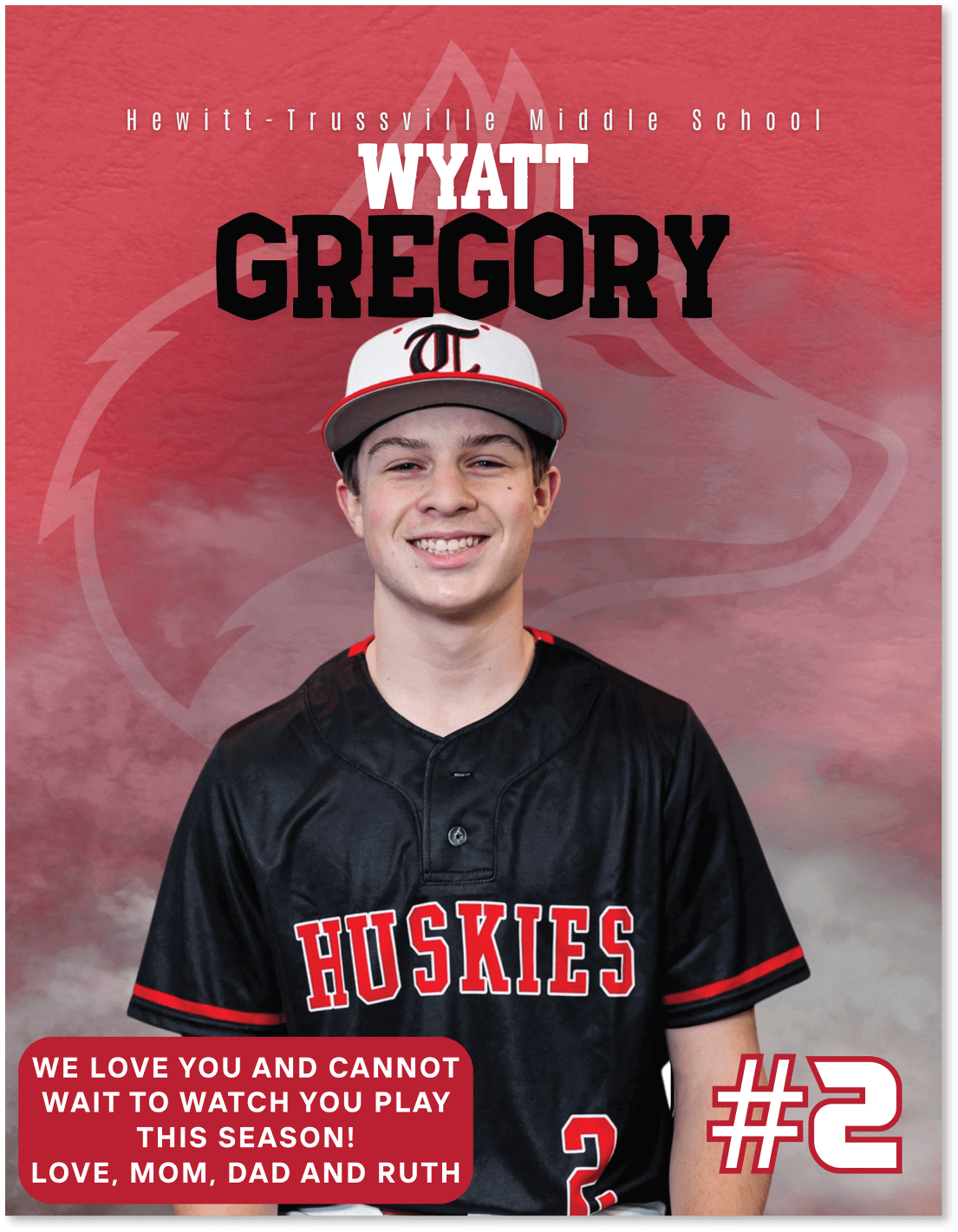 A young man wearing a baseball uniform with the number 2 on the back. AI generated content