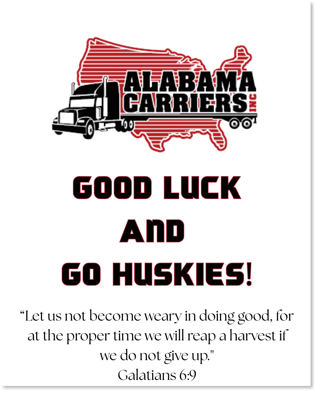 A logo for Alabama Carriers with a map of the United States. AI generated content