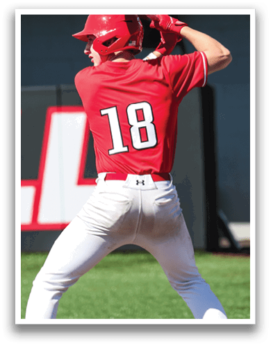 A baseball player in a red shirt and white pants is swinging a bat. AI generated content