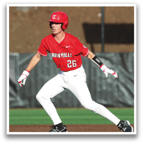 A baseball player in a red jersey and white pants is running towards a base. AI generated content