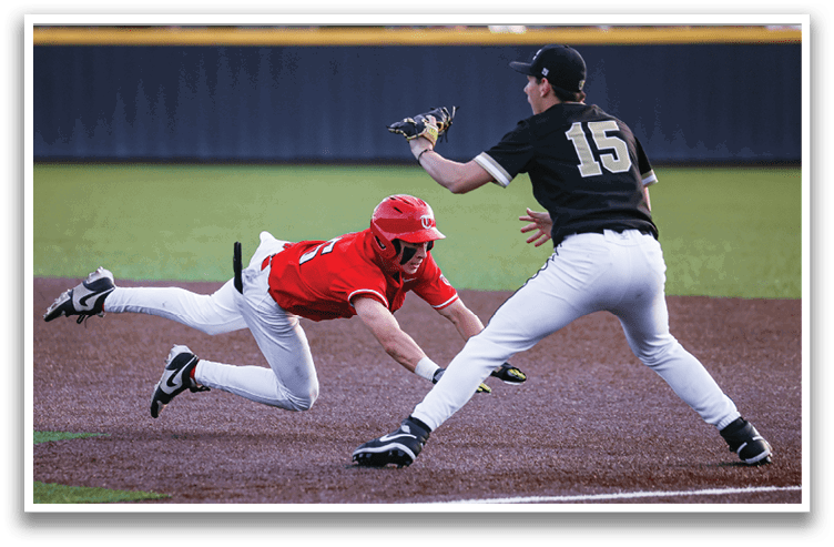 A baseball player slides into a base while another player tries to catch the ball. AI generated content