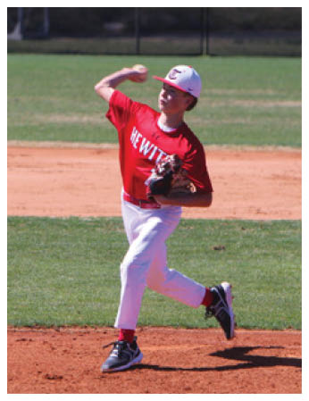 A baseball player in a red shirt and white pants is pitching a ball on a field. AI generated content