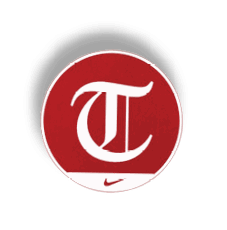 A red circle with a white T in it. AI generated content