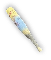 A blue and yellow baseball bat is shown in a black background. AI generated content
