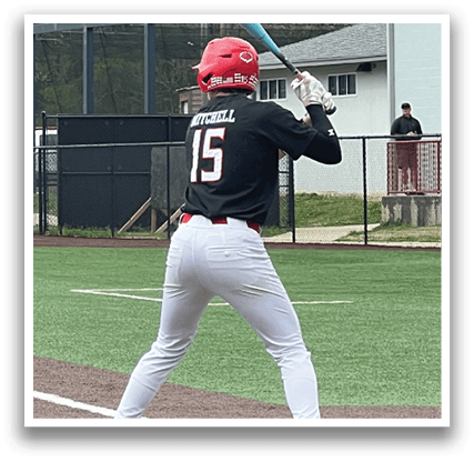 A baseball player in a black shirt and white pants is holding a bat and getting ready to swing at a pitch. AI generated content