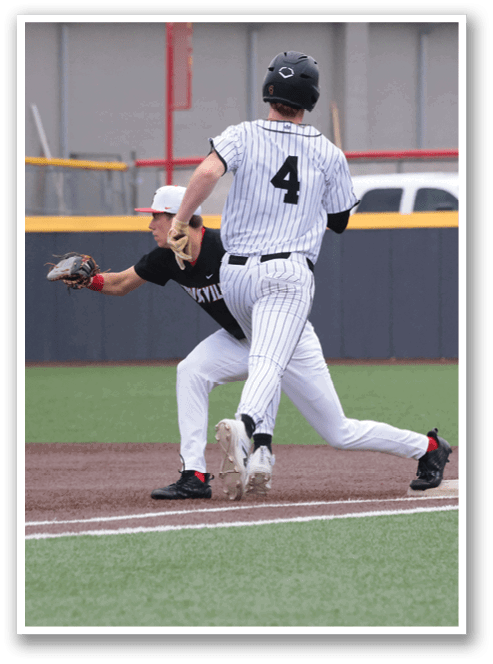 Two baseball players are running towards a base, with one player trying to slide into the base. AI generated content