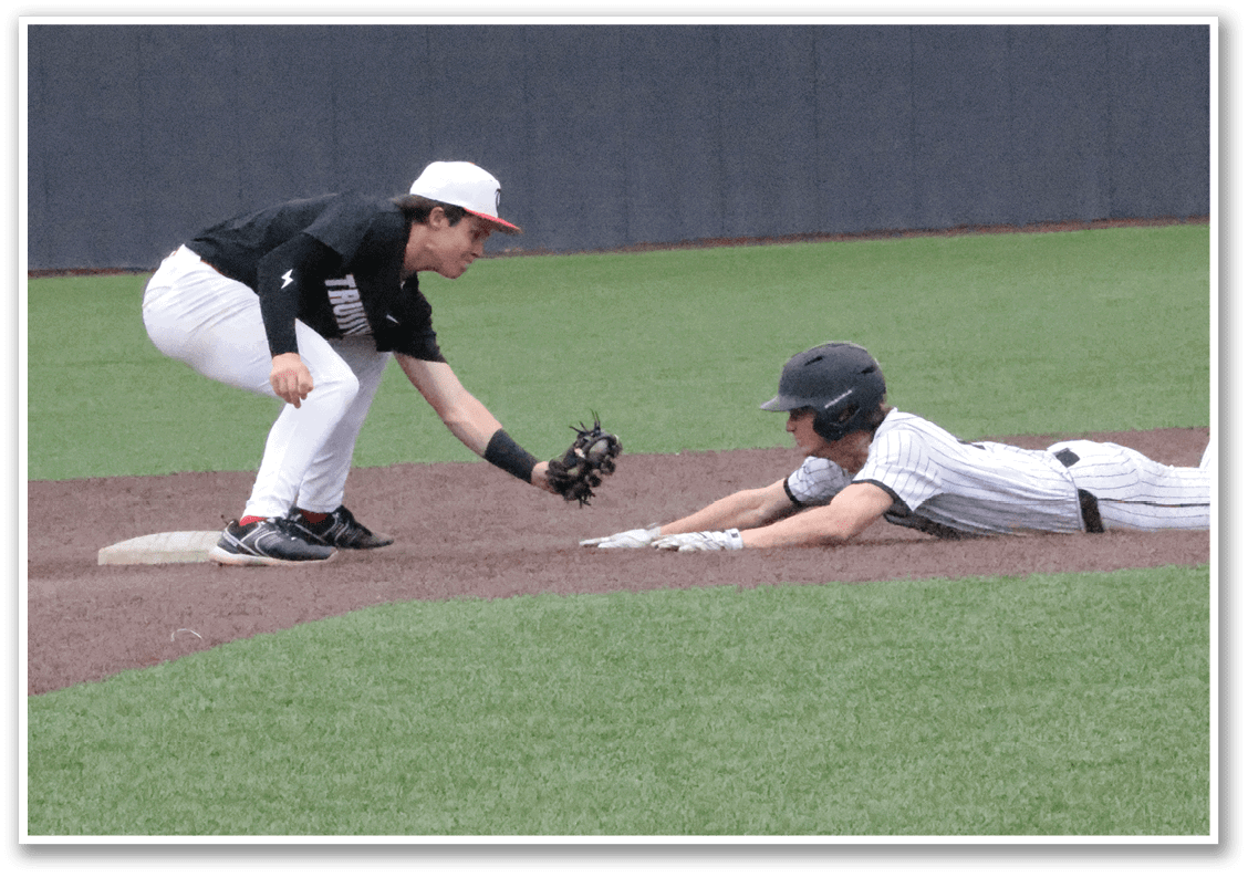 Two baseball players are on the field, one sliding into a base while the other tries to catch the ball. AI generated content