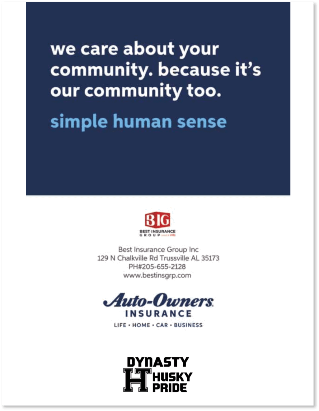 A blue and white advertisement for the Big I Insurance Group. AI generated content