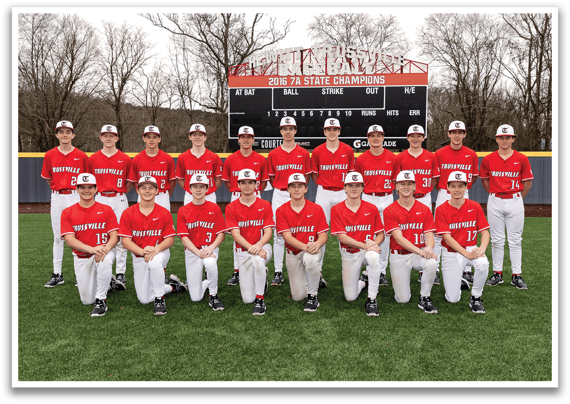 A baseball team poses for a group photo on the field. AI generated content