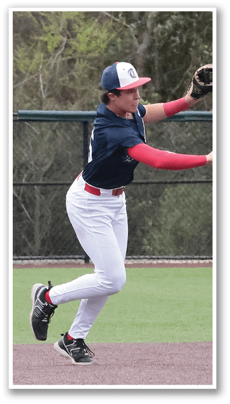 A baseball player in a blue and red uniform is throwing a ball. AI generated content