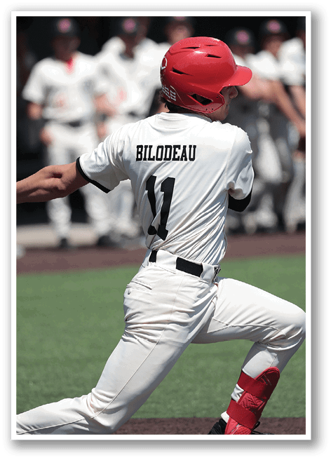 A baseball player wearing a red helmet and white uniform is running towards first base. AI generated content