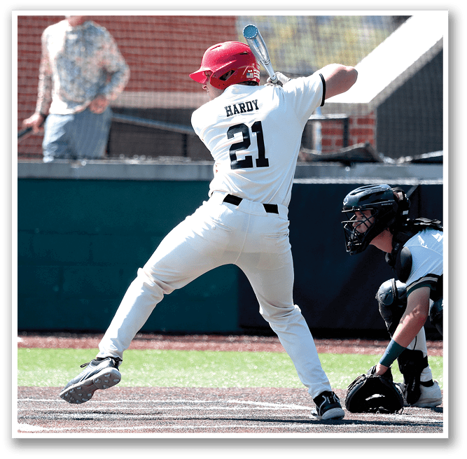 A baseball player in a white uniform is swinging a bat, attempting to hit a ball. The catcher is positioned behind him, ready to catch the ball if the player misses. AI generated content
