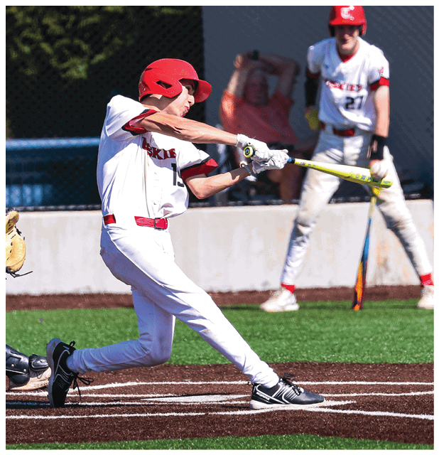 A baseball player in a red helmet and white uniform is swinging a bat at a ball. AI generated content
