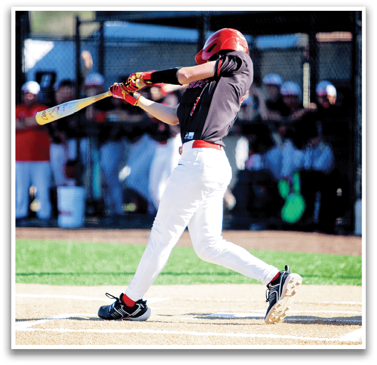 A baseball player is swinging a bat at a ball. AI generated content