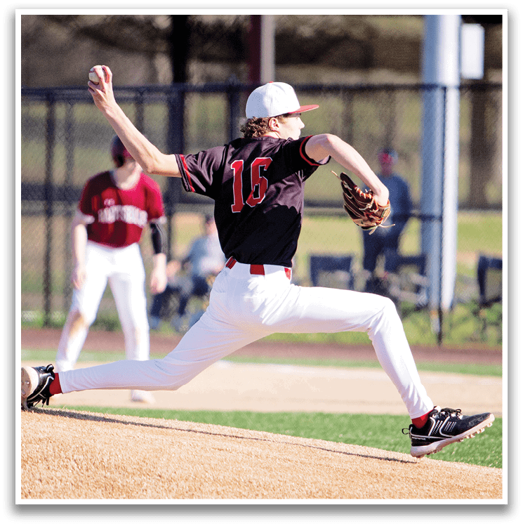 A baseball player in a black shirt and white pants is throwing a pitch. AI generated content