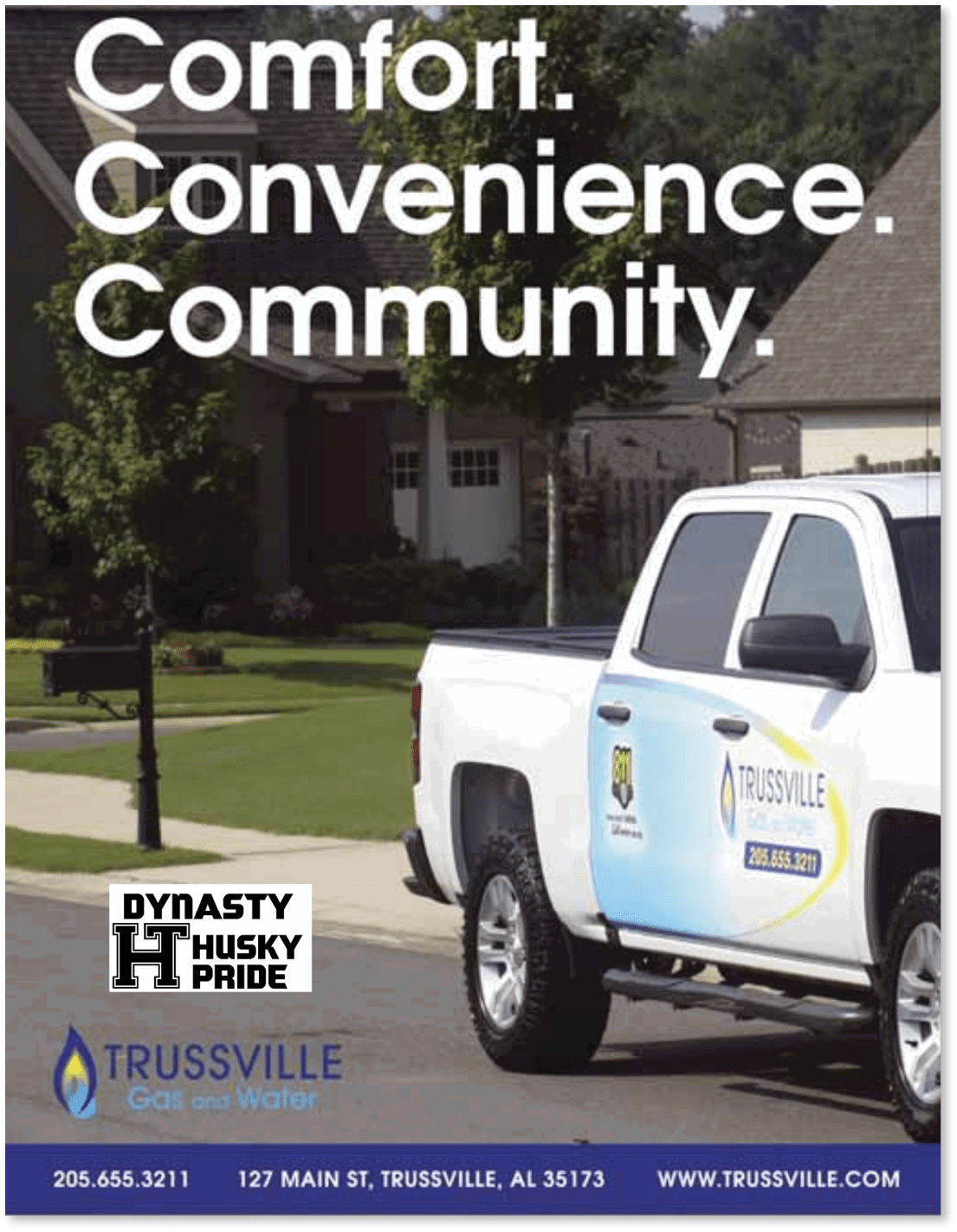 A blue and white truck is parked in front of a house. AI generated content