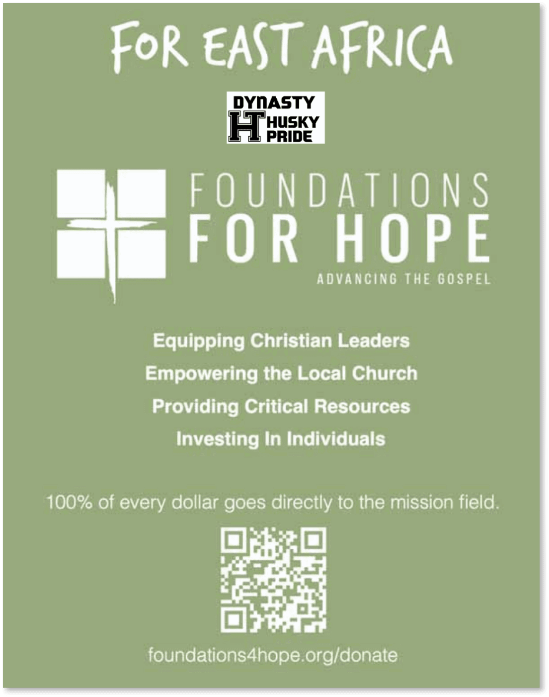 A green poster advertising a charity event for East Africa. AI generated content