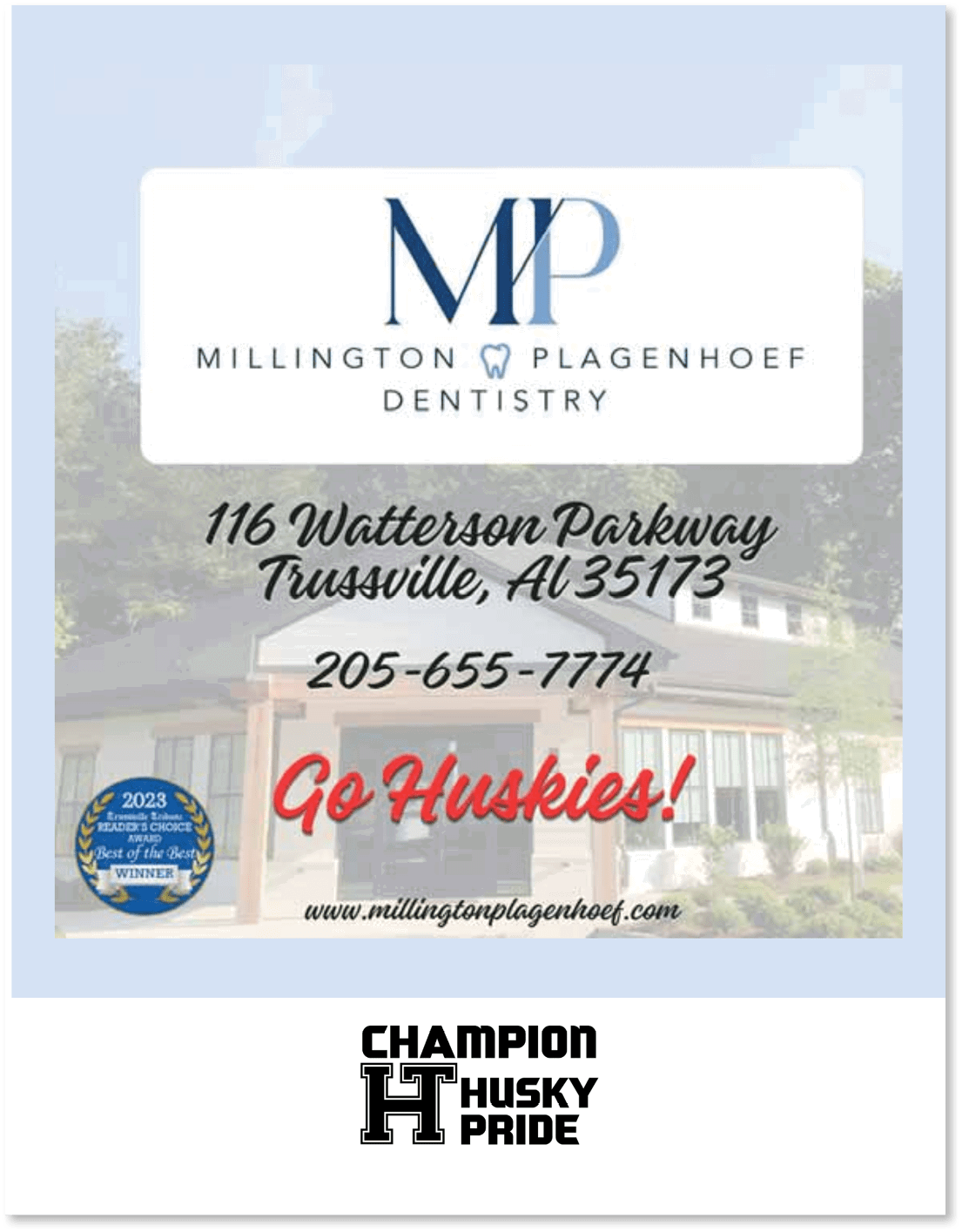 A dental office advertisement for Millington Plaegnehoef Dentistry. AI generated content