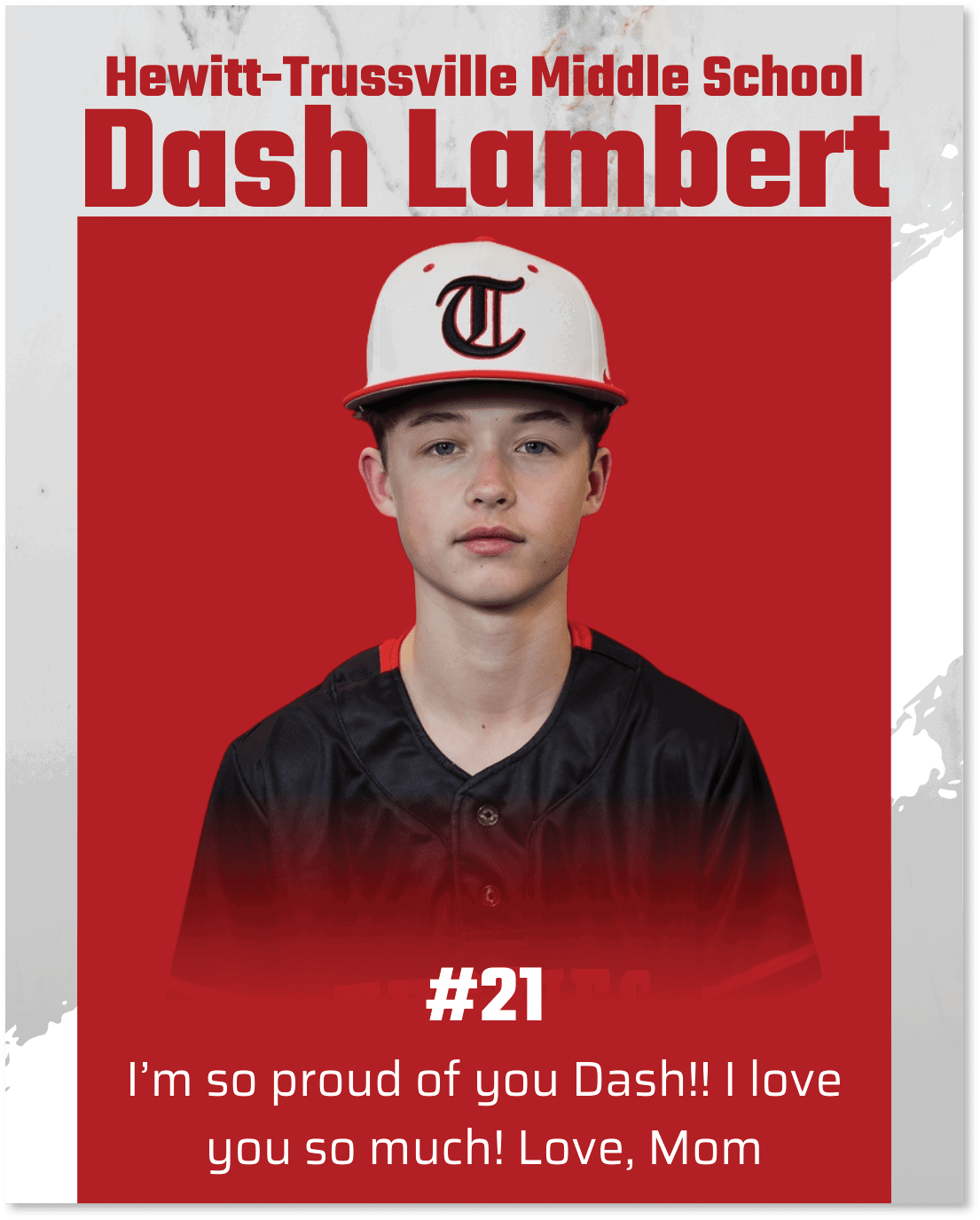 A boy wearing a baseball uniform with the number 21 on the back. AI generated content
